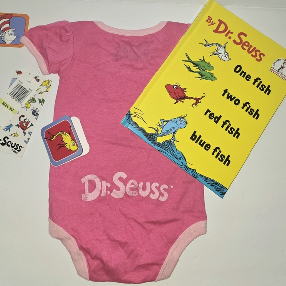Dr. Seuss Baby Girl Onesie and One Fish Two Fish Book Gift Bundle - Picture 2 of 4
